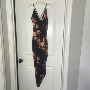 Navy floral high-low Wrap dress